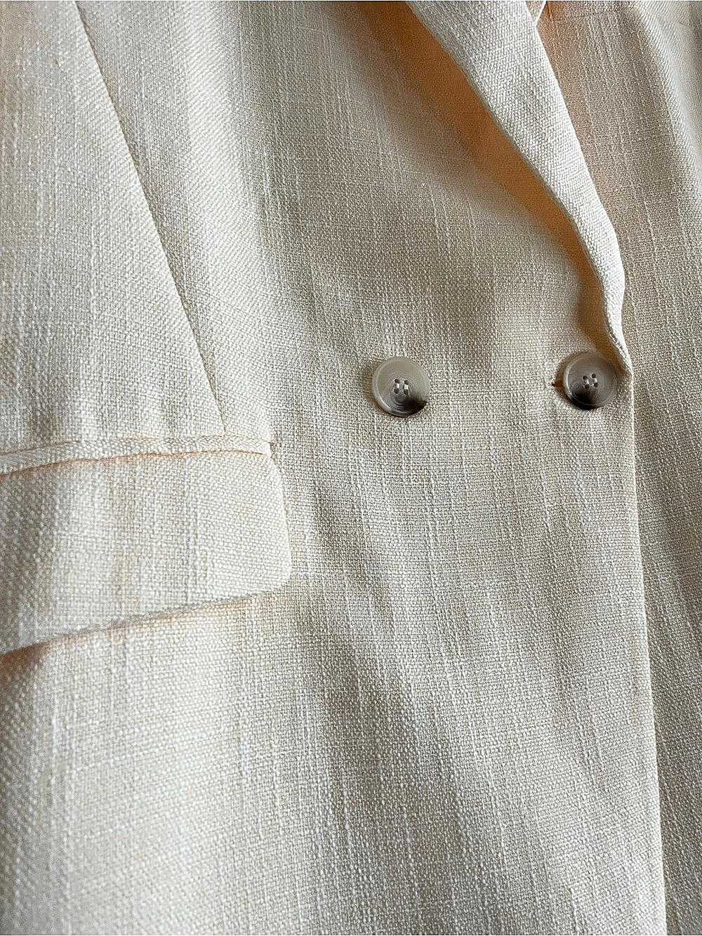 Nwt Love, Bonito Double-Breasted Linen-Blend Blazer Pale Cream Yellow — image 2 of 8